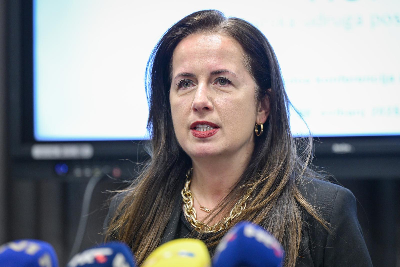 08.05.2025., Zagreb - Hrvatska udruga poslodavaca (HUP), uoci najavljenog prosvjeda u sektoru obrazovanja organizirala je konferenciju za medije na kojoj su predstavnici poslodavaca i sindikata govorili o stanju u sektoru i nuznoj potrebi reforme strukovnog obrazovanja, kao i razlozima zasto je vazno da Vlada i resorno Ministarstvo na tome ustraju. glavna direktorica HUP-a Irena Weber Photo: Neva Zganec/PIXSELL