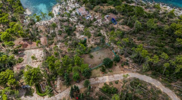 10.07.2025., Split  - Uvala Bene na sjevernoj strani Marjana nakon orkanskog nevremena. Photo: Zvonimir Barisin/PIXSELL