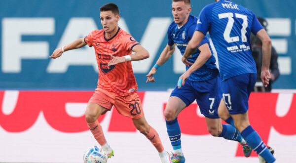 12.04.2025., Zagreb - SuperSport Prva HNL, 29. kolo, GNK Dinamo - NK Osijek. Tiago Dantas, Luka Stojkovic Photo: Luka stanzl/PIXSELL