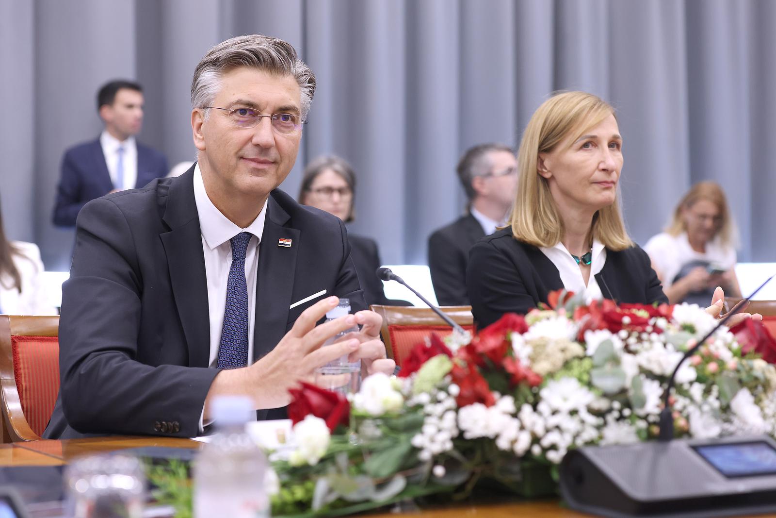 14.07.2025., Zagreb - Na 12. sjednici Odbora za regionalni razvoj i fondove Europske unije predsjednik Vlade RH Andrej Plenkovic prestavio je novu ministricu regionalnog razvoja i fondova Europske unije Natasu Mikus Zigman. Photo: Patrik Macek/PIXSELL