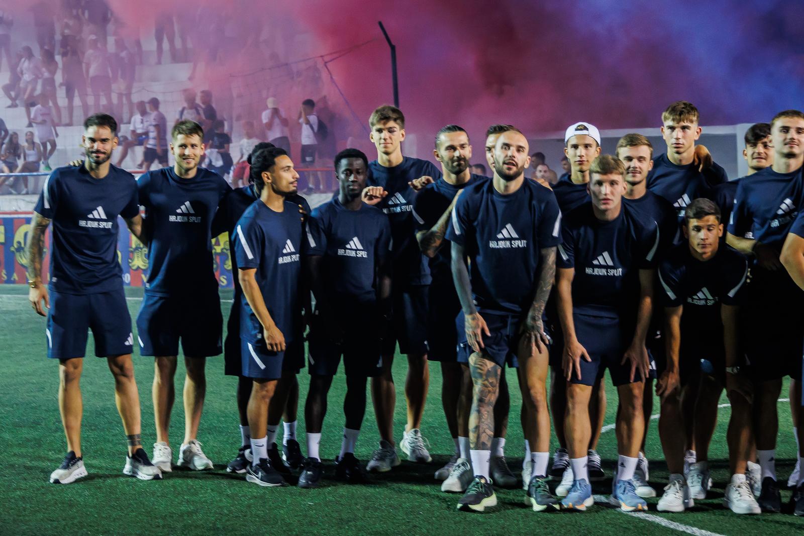 16.07.2025., Split - Torcida Kup I dolazak Hajdukovih Igraca. Marko Livaja, Anthony Kalik i Roko Brajkovic Photo: Zvonimir Barisin/PIXSELL