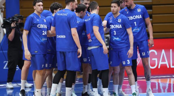 21.04.2025., KC Drazen Petrovic, Zagreb - AdmiralBet ABA Liga, 28. kolo, KK Cibona - KK Mega. Borna Katanovic, Josip Pavkovic, Luka Skoric, Kresimir Radovcic i Domagoj Vukovic Photo: Sanjin Strukic/PIXSELL