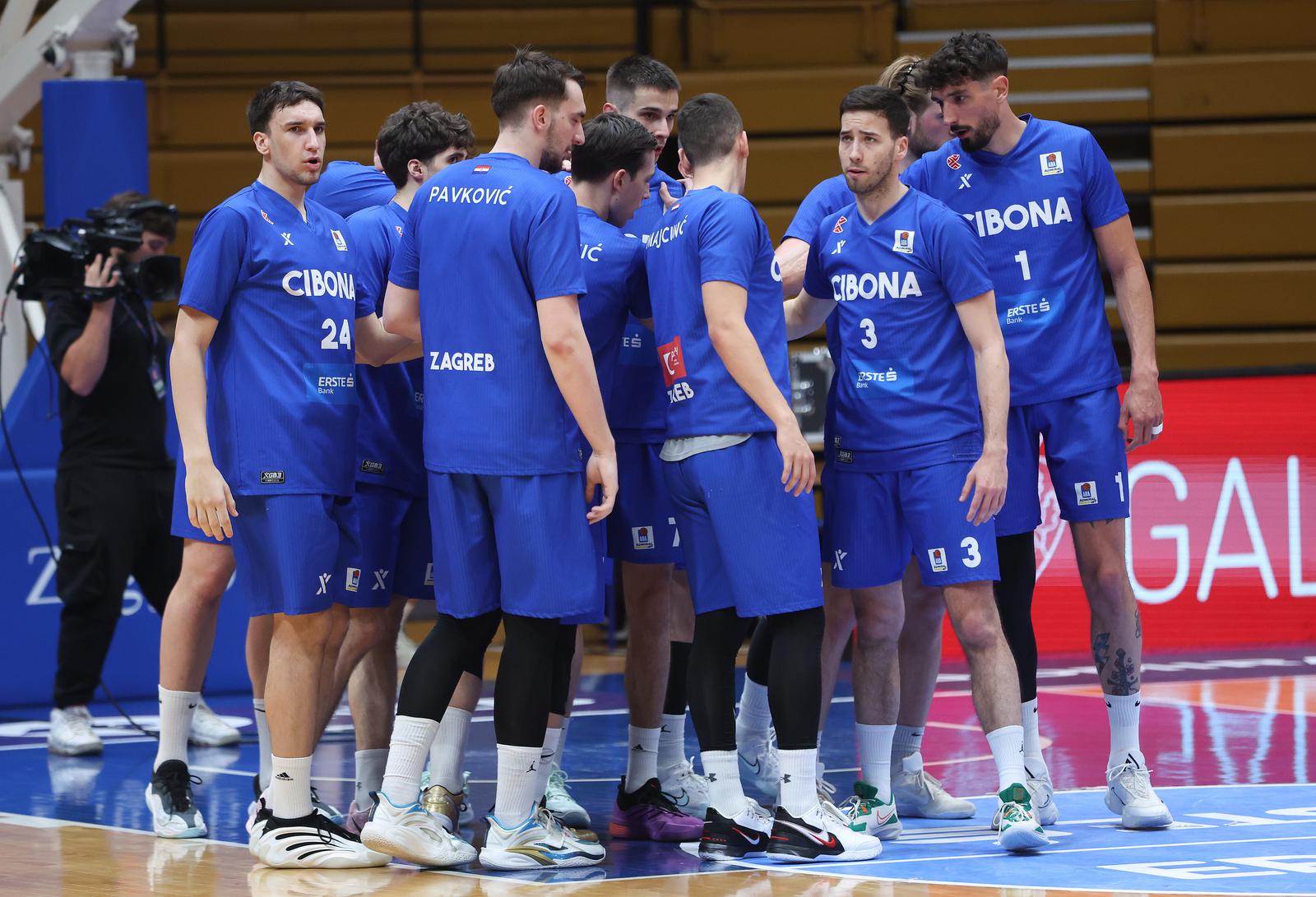 21.04.2025., KC Drazen Petrovic, Zagreb - AdmiralBet ABA Liga, 28. kolo, KK Cibona - KK Mega. Borna Katanovic, Josip Pavkovic, Luka Skoric, Kresimir Radovcic i Domagoj Vukovic Photo: Sanjin Strukic/PIXSELL