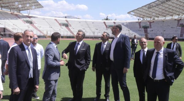 23.07.2025., Split - Predsjednik Vlade Andrej Plenkovic prilikom posjeta gradu Splitu obisao je i stadion Poljud koji je ostecen tijekom oluje. Photo: Ivo Cagalj/PIXSELL