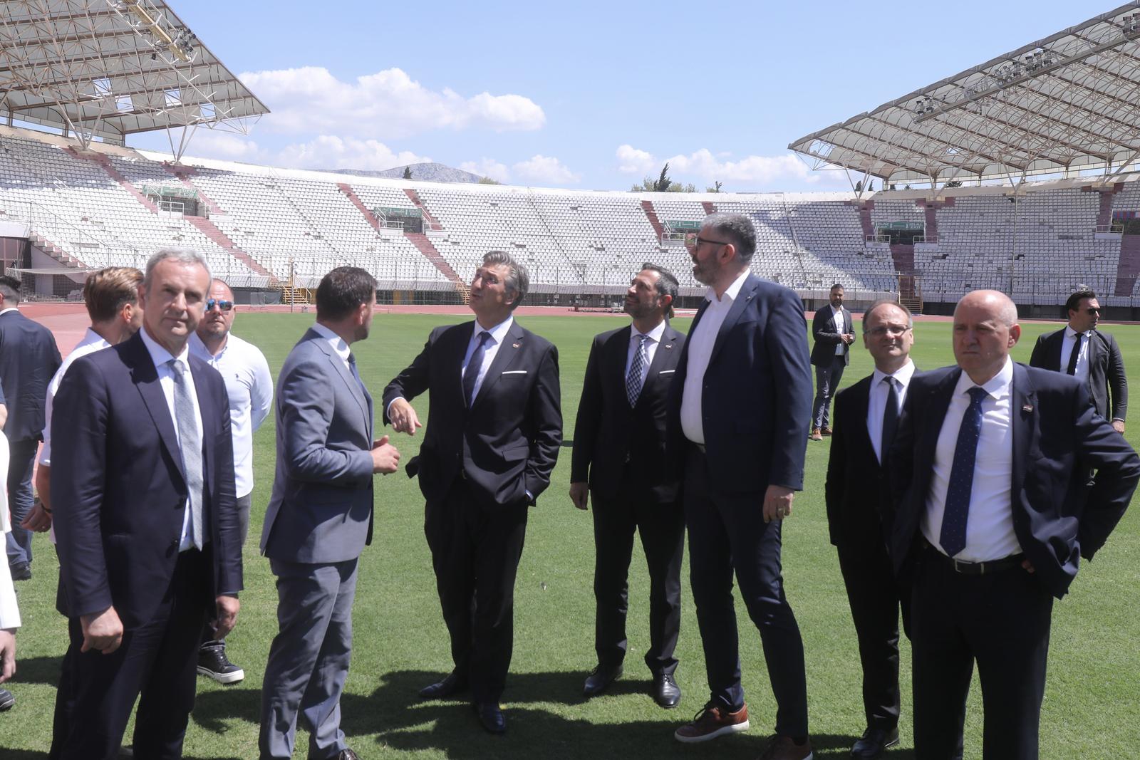 23.07.2025., Split - Predsjednik Vlade Andrej Plenkovic prilikom posjeta gradu Splitu obisao je i stadion Poljud koji je ostecen tijekom oluje. Photo: Ivo Cagalj/PIXSELL