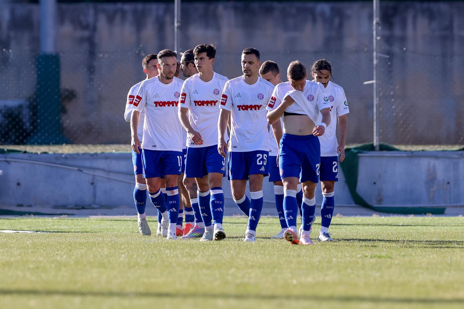 25.05.2025., stadion Subicevac, Sibenik - SuperSport HNL, 36. kolo, HNK Sibenik - HNK Hajduk. Michele Sego, Ivan Rakitic, Marko Livaja, Dominik Prpic, Filip Uremovic, Roko Brajkovic i Filip Krovinovic Photo: Sime Zelic/PIXSELL