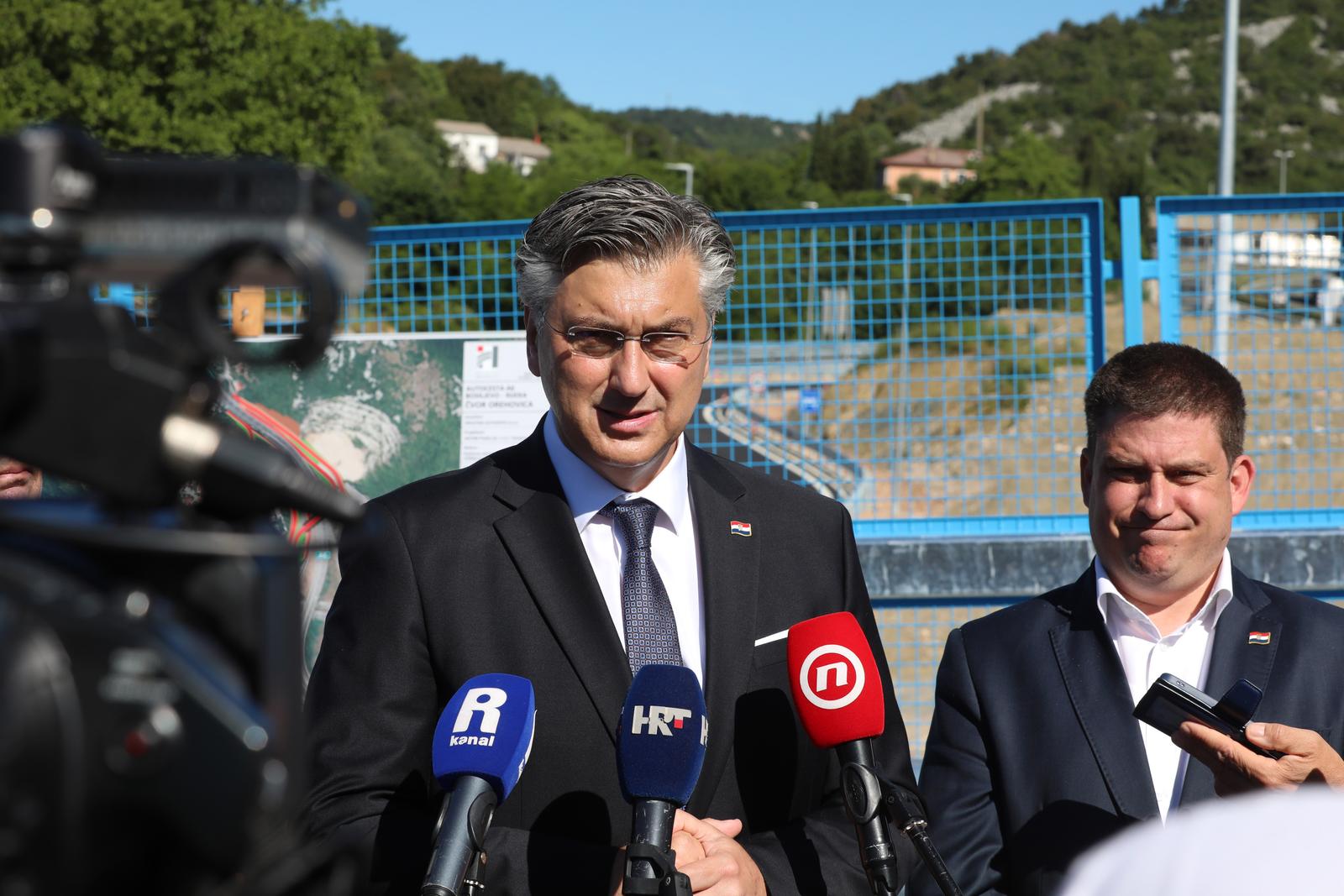 29.05.2025., Rijeka - Predsjednik Vlade RH Andrej Plenkovic i ministar Oleg Butkovic obisli vijadukt na cvoru Orehovica na autocesti A6. Photo: Goran Kovacic/PIXSELL