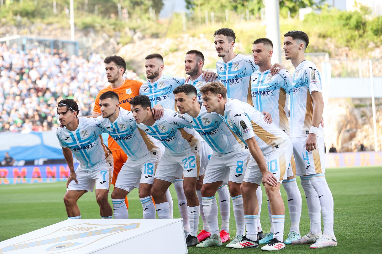 29.05.2025., Rijeka - SuperSport Hrvatski nogometni kup, finale, 2. utakmica, HNK Rijeka - NK Slaven Belupo. Nais Djouahra, Lindon Selahi, Martin Zlomislic, Ante Orec, Ante Majstorovic, Dejan Petrovic, Duje Cop, Toni Fruk, Stjepan Radeljic, Mladen Devetak, Niko Jankovic Photo: Luka stanzl/PIXSELL
