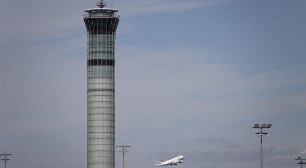 An Air France airliner takes off behind the control tower at Roissy-Charles de Gaulle airport in Roissy-en-France, north of Paris, on April 23, 2024. A strike by air traffic controllers this Thursday (April 25) has not been called off, as the airport authorities hoped, making the outlook of hundreds of flight cancellations probable. Negotiations between unions and France’s civil aviation authority (Direction générale de l'aviation civile, DGAC) regarding changes to their job role have broken down. Photo by Eliot Blondet/ABACAPRESS.COM Photo: Blondet Eliot/ABACA/ABACA