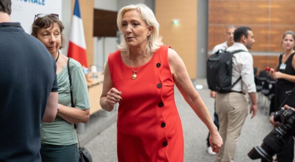 French far-right Rassemblement National's parliamentary group President Marine Le Pen arrive to take part in a 'national unity' convention between the Rassemblement National (RN) party and the Union des droites pour la Republique (UDR) party, at the National Assembly in Paris, France on June 28, 2025. Photo by Alexis Jumeau/ABACAPRESS.COM Photo: Jumeau Alexis/ABACA/ABACA