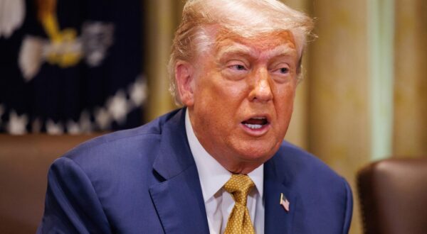 United States President Donald J Trump participates in a Cabinet Meeting in the Cabinet Room of the White House in Washington, DC, US, on Tuesday, July 8, 2025. Credit: Aaron Schwartz / Pool via CNP