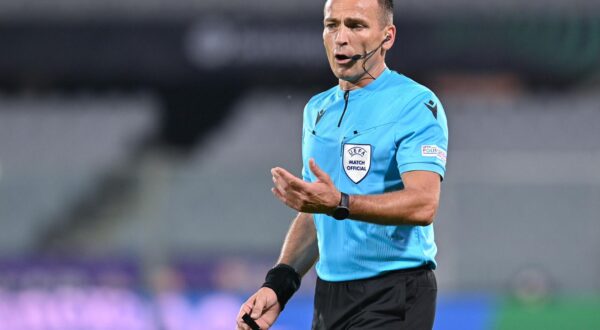 Ivan Bebek (referee)  during  ACF Fiorentina vs Heart of Midlothian FC, UEFA Conference League football match in Florence, Italy, October 13 2022 Photo: Lisa Guglielmi / ipa-agency.net/IPA