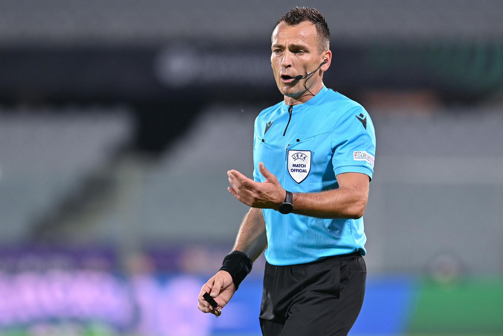 Ivan Bebek (referee)  during  ACF Fiorentina vs Heart of Midlothian FC, UEFA Conference League football match in Florence, Italy, October 13 2022 Photo: Lisa Guglielmi / ipa-agency.net/IPA