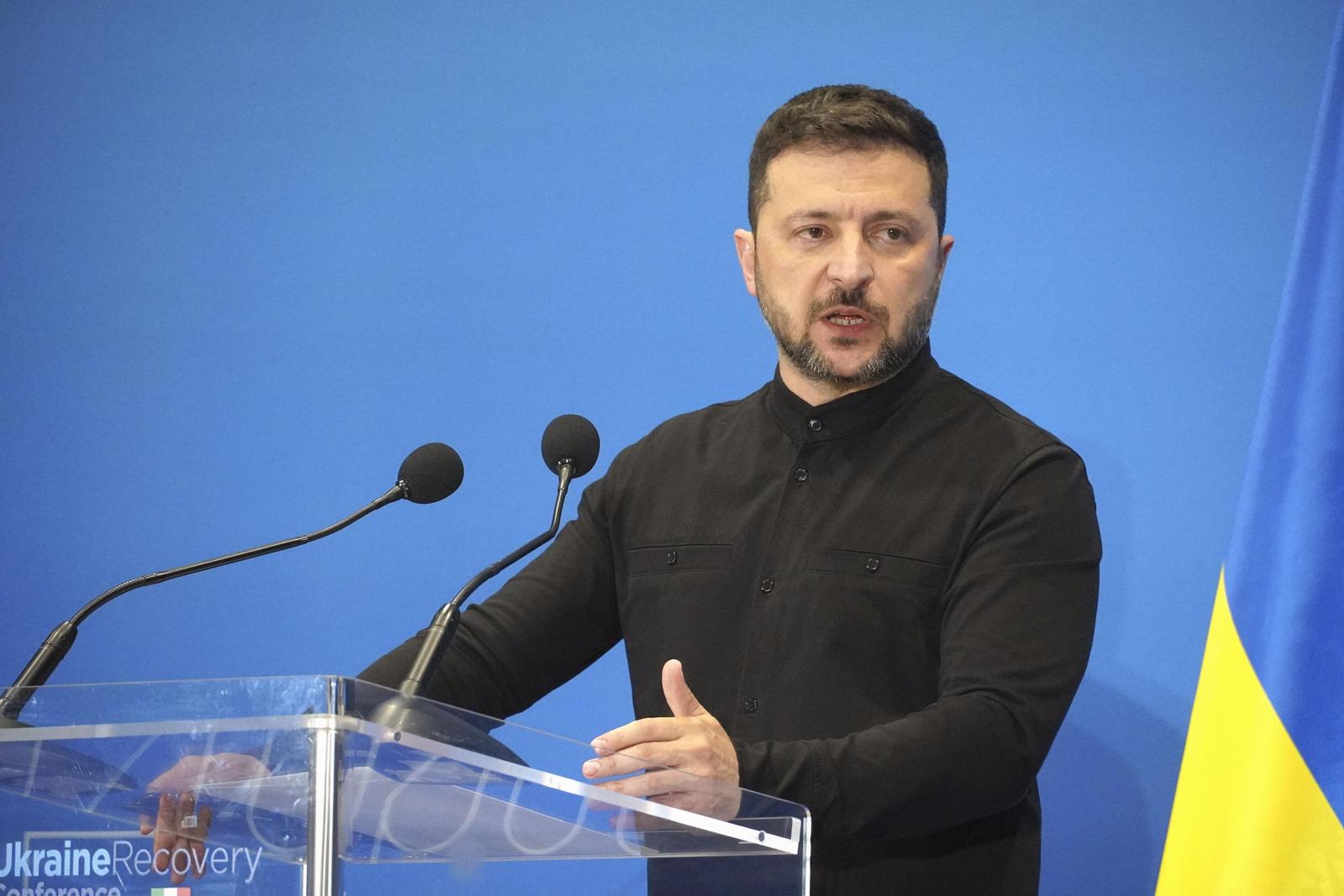 Ukraine's President Volodymyr Zelenskyy speaks at a news conference during the Ukraine Recovery Conference in Rome on July 10, 2025. (Kyodo) ==Kyodo  Photo via Newscom