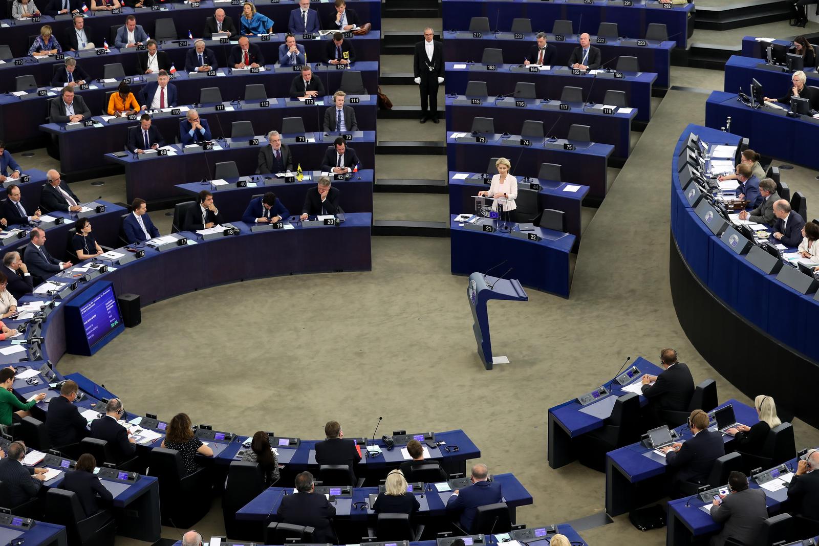 FRANCE-STRASBOURG-EU NOMINEE-VON DER LEYEN (190716) -- STRASBOURG, July 16, 2019 (Xinhua) -- Ursula von der Leyen, the German candidate for president of the European Commission, makes a statement at the headquarters of the European Parliament in Strasbourg, France, July 16, 2019. The European Parliament is due to vote on her nomination later Tuesday. (Xinhua/Zhang Cheng) Zhang Cheng  Photo: XINHUA/PIXSELL