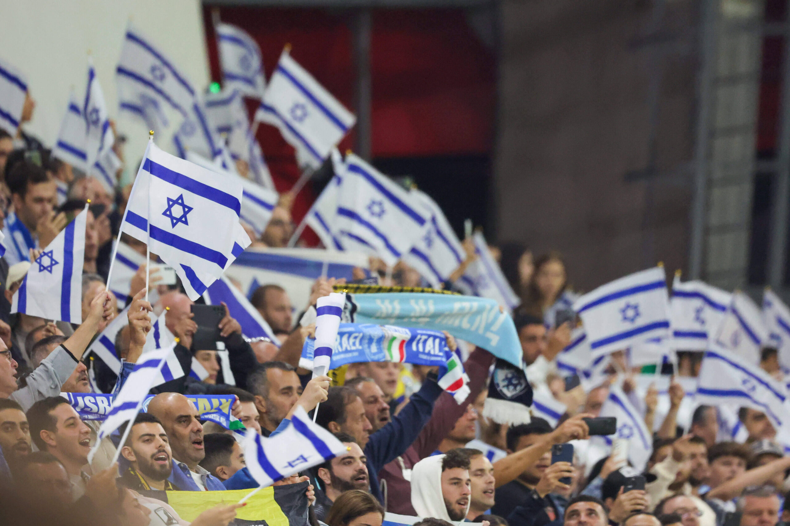 National League Football Match Israel - Italy 2024/25 Supporters Israel During the first match of National League 09/09/2024 Football match between Israel vs Italy at the Bozsik Arena stadium in Budapest BUDAPEST stadium Bozsik Arena Budapest Israele Copyright: xFABIOxSASSOxFabioxSassox 0A4A4867