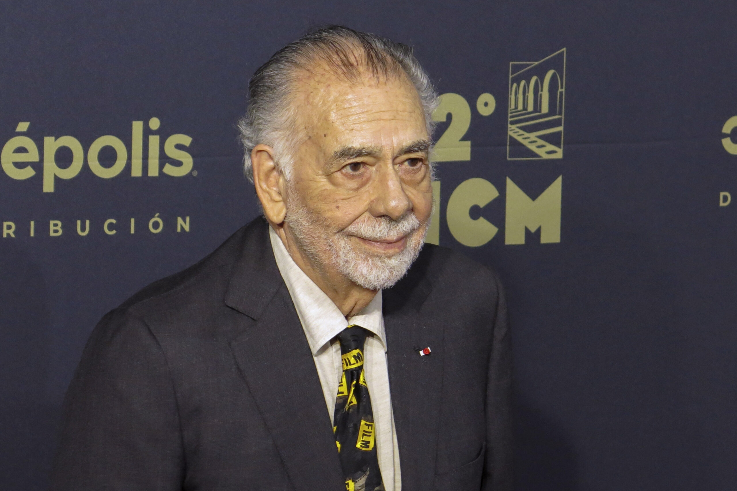 FILE - Francis Ford Coppola arrives at an event during the Morelia Film Festival, Oct. 22, 2024, in Morelia, Mexico. (AP Photo/Berenice Bautista, File)