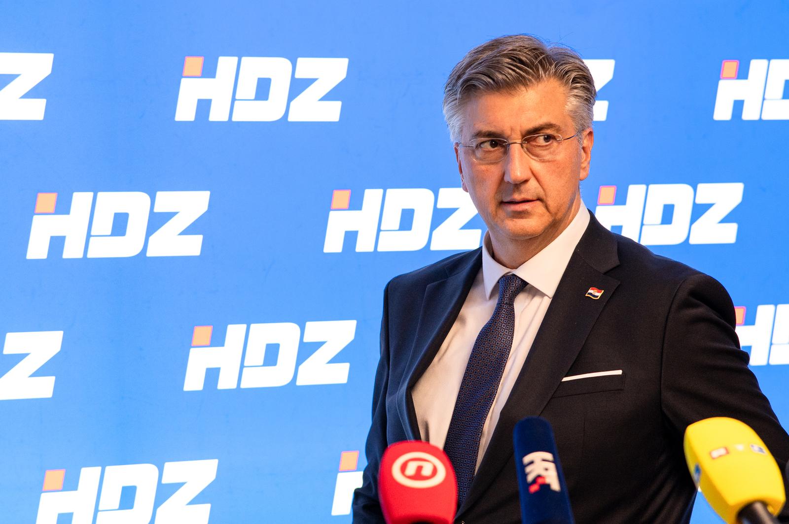 14.07.2025., GO HDZ-a, Gunduliceva 21a/I, Zagreb - Andrej Plenkovic daje izjavu za medije. Photo: Luka Antunac/PIXSELL
