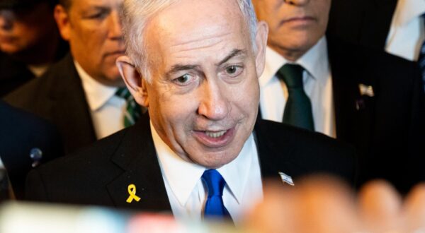 Israel Prime Minister Benjamin Netanyahu (a.k.a. Bibi Netanyahu) speaking with the press at the U.S. Capitol in Washington, D.C. (Photo by Michael Brochstein/Sipa USA) Photo: Michael Brochstein/SIPA USA