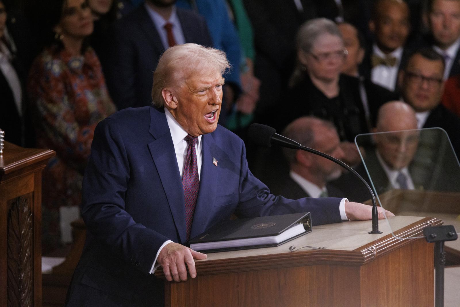 US President Donald J. Trump gives remarks before a Joint Session of Congress in the House Chamber of the US Capitol Building in Washington DC, on Tuesday, March 4, 2025. Credit: Aaron Schwartz / CNP