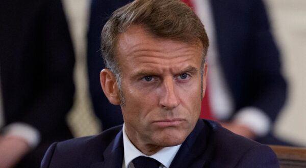 President Emmanuel Macron of France as he participates in a Multilateral Meeting with European Leaders in the East Room of the White House in Washington, DC, USA, on Monday, August 18, 2025. The European Leaders are at the White House in support of President Zelenskyy following President Trumps meeting with President Vladimir Putin of Russia in Anchorage, Alaska, USA on Friday, August 15, 2025. Credit: Aaron Schwartz / Pool via CNP Photo via Newscom Photo: Aaron Schwartz - Pool via CNP/NEWSCOM