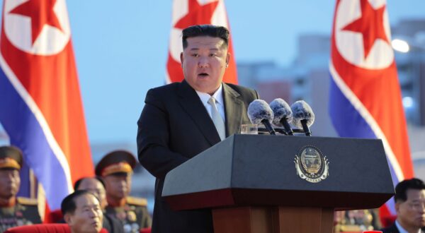 epa12301411 A photo released by the official North Korean Central News Agency (KCNA) shows North Korean leader Kim Jong Un delivering his speech during an event to celebrate the 80th anniversary of Korea's liberation from Japanese colonial rule in Pyongyang, North Korea, 14 August 2025 (issued 15 August 2025). According to KCNA, the celebration took place at the Arch of Triumph Plaza in Pyongyang.  EPA/KCNA  EDITORIAL USE ONLY