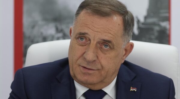RUSSIA, ST PETERSBURG - JUNE 20, 2025: The president of Bosnia and Herzegovina's Republika Srpska, Milorad Dodik gives an interview to the TASS/Sipa USA news agency at the 28th St Petersburg International Economic Forum at the Expoforum Convention and Exhibition Centre. Kirill Kukhmar/TASS/Sipa USA Photo: Tass/SIPA USA
