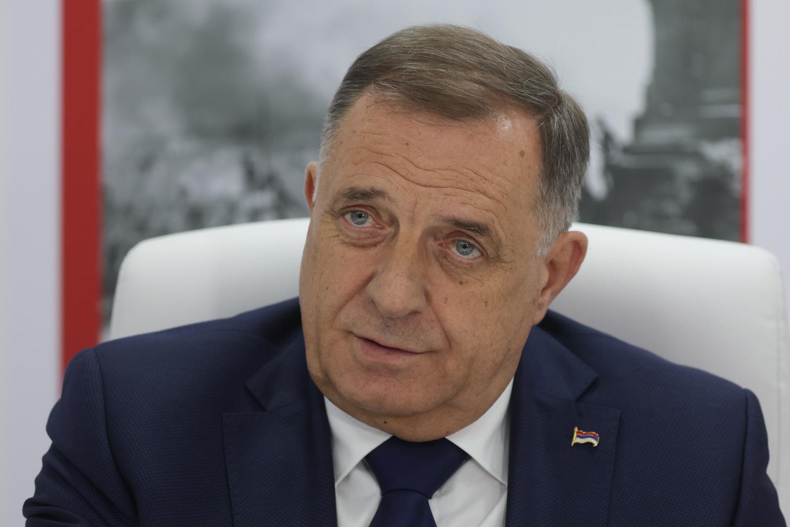 RUSSIA, ST PETERSBURG - JUNE 20, 2025: The president of Bosnia and Herzegovina's Republika Srpska, Milorad Dodik gives an interview to the TASS/Sipa USA news agency at the 28th St Petersburg International Economic Forum at the Expoforum Convention and Exhibition Centre. Kirill Kukhmar/TASS/Sipa USA Photo: Tass/SIPA USA