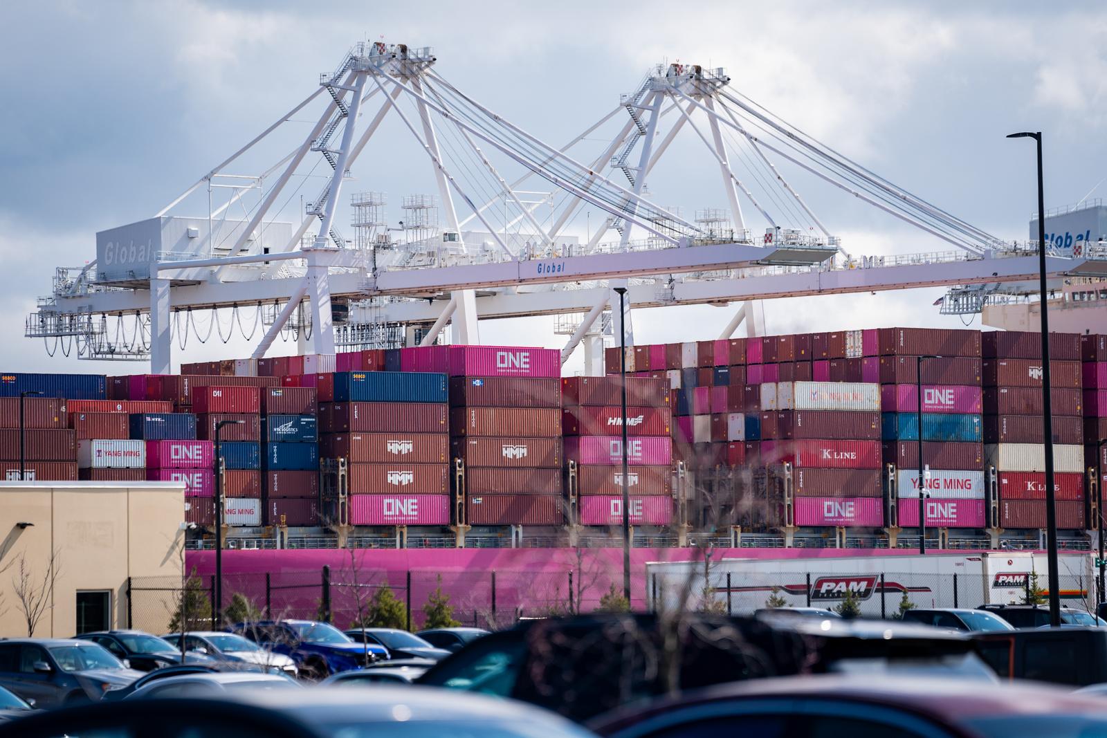 Cargo shipping containers sit at Port Jersey container terminal in Jersey City, New Jersey on Thursday, April 10, 2025.   President Donald Trump levied high tariffs against many countries last week but put a 90-day pause on all "reciprocal" tariffs yesterday with the exception of China.      Photo by Angelina Katsanis/UPI Photo via Newscom Photo: Angelina Katsanis/NEWSCOM