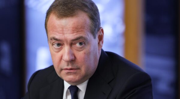 RUSSIA, MOSCOW - SEPTEMBER 4, 2024: Russian Security Council deputy chairman, United Russia Party chairman Dmitry Medvedev is seen during a visit to the headquarters of the TASS/Sipa USA News Agency.  Yekaterina Shtukina/POOL/TASS/Sipa USA Photo: Tass/SIPA USA