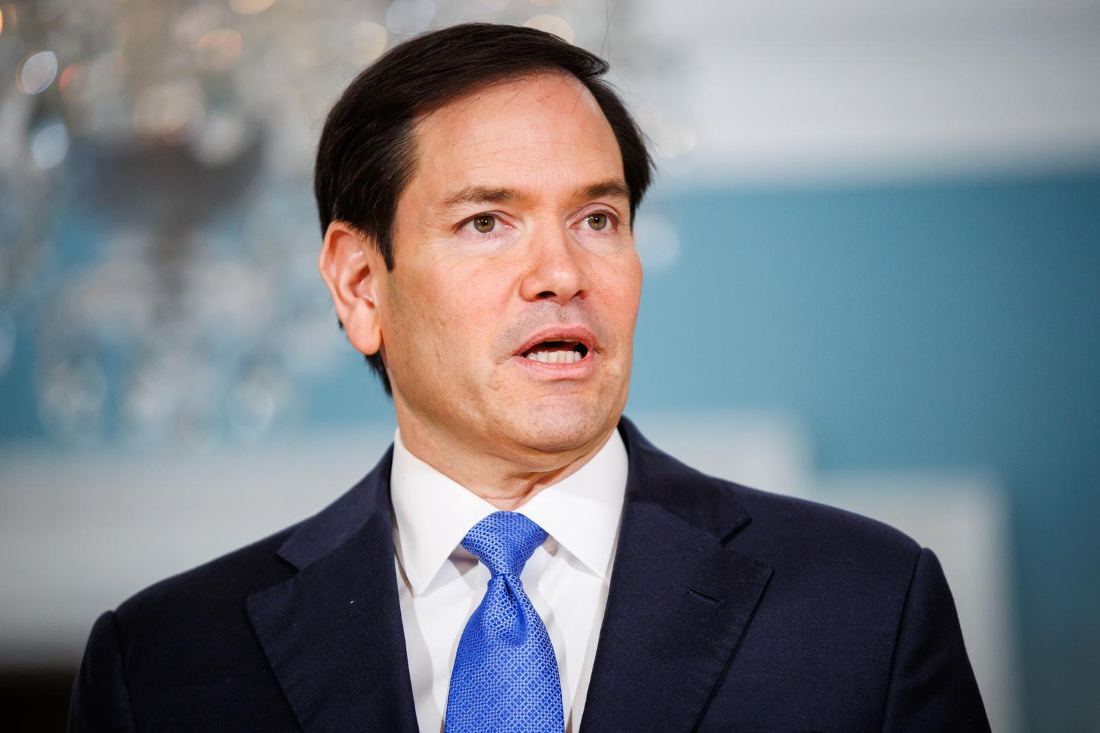 U.S. Secretary of State Marco Rubio responds to a question from reporters while he meets with Serbian Foreign Minister Marko Djuric (not pictured) at the U.S. Department of State on August 6, 2025 in Washington, D.C. (Photo by Samuel Corum/Sipa USA) Photo: Sipa USA/SIPA USA