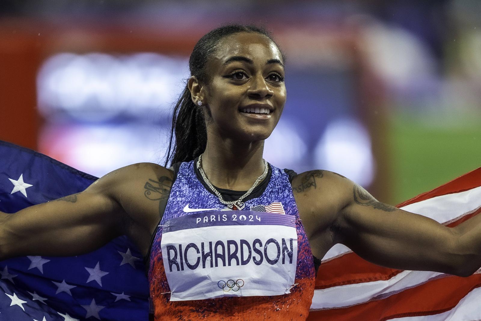Olympics 2024 Paris Track & Field PM 08-03 Sha Carri Richardson USA wins the silver in the Women s 100 meters finals at the 2024 Olympic Summer Games. Paris Stade de France France Copyright: xPaulxJxSutton/PCNx OL2417 TF03121-2 Photo: IMAGO/Paul J Sutton/PCN/IMAGOSPORT