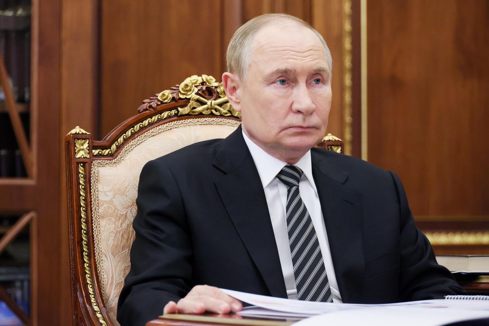 RUSSIA, MOSCOW - AUGUST 19, 2025: Russia's President Vladimir Putin is seen during a meeting with the Komi Republic's acting head Goldshtein in the Kremlin. Vyacheslav Prokofyev/Russian Presidential Press and Information Office/TASS/Sipa USA Photo: Tass/SIPA USA