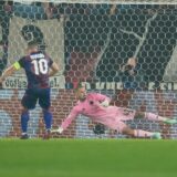 Dominik Kotarski (FC Copenhagen, #42) dives and misses a penalty kick shot by Xherdan Shaqiri (FC Basel 1893, #10)  during  FC Basel 1893 vs FC Copenhagen, UEFA Champions League football match in Basel, Switzerland, August 20 2025 (Photo by Scott Coleman/IPA Sport / ipa-agency.net/IPA/Sipa USA) Photo: IPA/SIPA USA