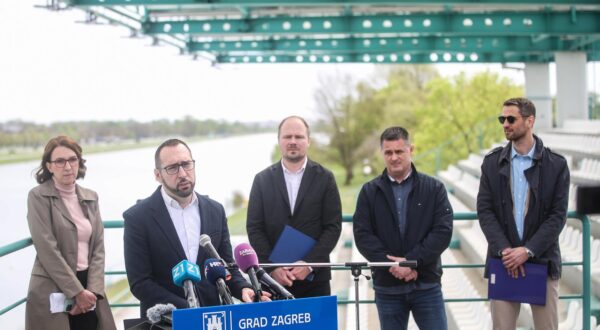 03.04.2024.., Zagreb - Gradonacelnik Grada Zagreba Tomislav Tomasevic i njegovi zamjenici Danijela Dolenec i Luka Korlaet odrzali su konferenciju za medije na temu razvoja rekreacijsko-sportskog centra Jarun. Photo: Slavko Midzor/PIXSELL
