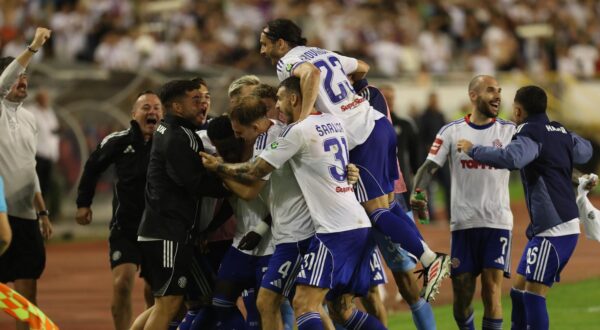 03.08.2025.,Split-SuperSport HNL.01.kolo. HNK Hajduk-NK Istra 1961.Fran Karacic golom za 2:1 donio pobjedu Hajduku.Slavlje nakon gola. Photo: Ivo Cagalj/PIXSELL