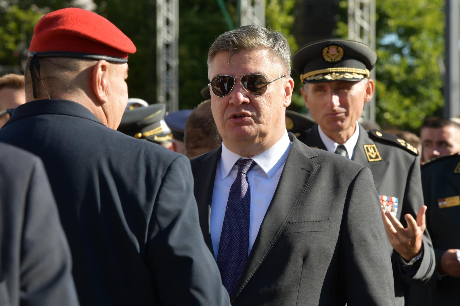 05.08.2025., Knin - Polaganje vijenaca na spomenik Oluja 95 povodom 30.Obljetnice Vojno-redarstvene akcije OLuja. Uz obitelji branitelja vijence je polozio i drzavni vrh, predsjednik Zoran Milanovic, premijer Andrej Plenkovic. Photo: Hrvoje Jelavic/PIXSELL