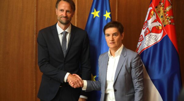 05, August, 2025, Belgrade - President  of the National Assembly of the Republic of Serbia Ana Brnabic met with the newly appointed Ambassador of the European Union to Serbia Andreas von Beckerath. Andreas von Beckerath, Ana Brnabic. Photo: Milos Tesic/ATAImages

05, avgust 2025, Beograd - Predsednica Narodne skupstine Republike Srbije Ana Brnabic sastala se sa novoimenovanim ambasadorkom Evropske unije u Srbiji Andreasom fon Bekeratom. Photo: Milos Tesic/ATAImages Photo: Milos Tesic/ATAImages/PIXSELL
