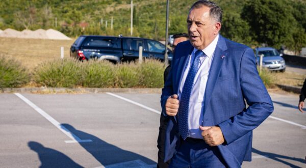 05.08.2025., Capljina, Bosna i Hercegovina - Predsjednik Republike Srpske Milorad Dodik stigao je u Prebilovce kod Capljine, gdje je prisustvovao praznicnom vecernjem bogosluzenju uoci praznika Svetih prebilovackih i ostalih hercegovackih mucenika. Photo: Dejan Rakita/PIXSELL