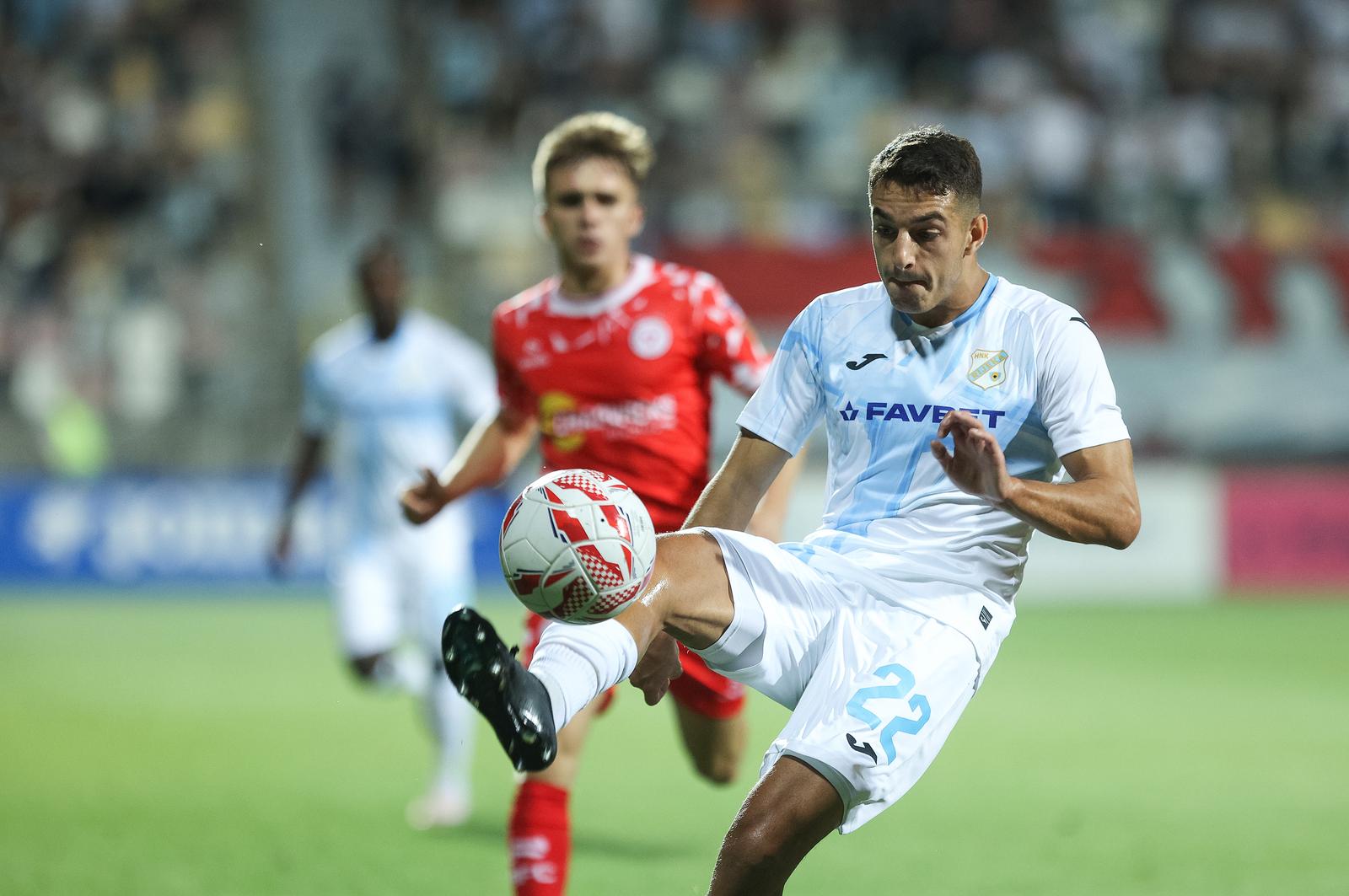 06.08.2025., stadion HNK Rijeka, Rijeka - Prva utakmica treceg kola kvalifikacija za ulazak u UEFA Europsku ligu, HNK Rijeka - Shelbourne F.C. Ante Orec Photo: Nel Pavletic/PIXSELL