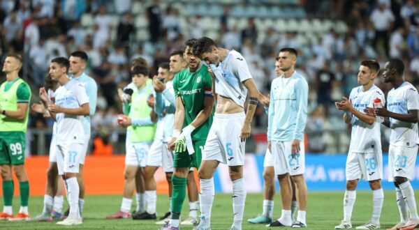 06.08.2025., stadion HNK Rijeka, Rijeka - Prva utakmica treceg kola kvalifikacija za ulazak u UEFA Europsku ligu, HNK Rijeka - Shelbourne F.C. Photo: Nel Pavletic/PIXSELL