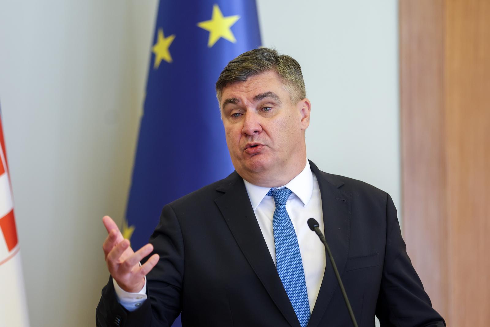 14.07.2025., Zagreb - Izjave za medije nakon svecanog doceka predsjednika Republike Bugarske Rumena Radeva u Uredu predsjednika Republike Hrvatske Zorana Milanovica. Photo: Igor Kralj/PIXSELL