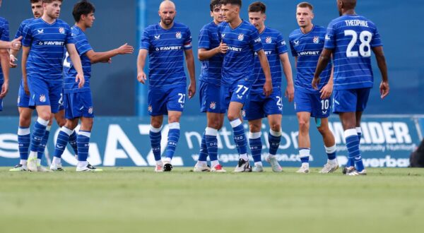 19.07.2025., Zagreb, Stadion Maksimir -Prijateljska utakmica GNK Dinamo Zagreb - FC Kryvbas Kryvyi Rih. Moris Valincic, Matteo Perez Vinlof, Josip Misic, Gonzalo Villar, Dejan Ljubicic, Mateo Lisica i Gabriel Vidovic. Photo: Igor Kralj/PIXSELL