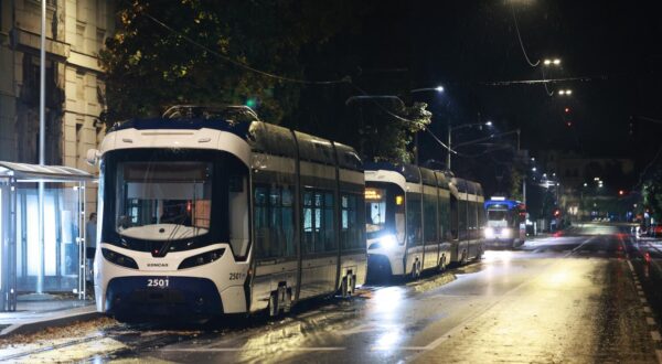 21.08.2025., Osijek - Jako nevrijeme pogodilo Osijek i prouzrokovalo stetu i probleme u prometu. Usljed pada drveta u ulici Europske avenije doslo je do pucanja elektricnih vodova te je tramvajski promet zausavljen,djelatnici GPP-a rade na otklanjanju kvara. Photo: Davor Javorovic/PIXSELL