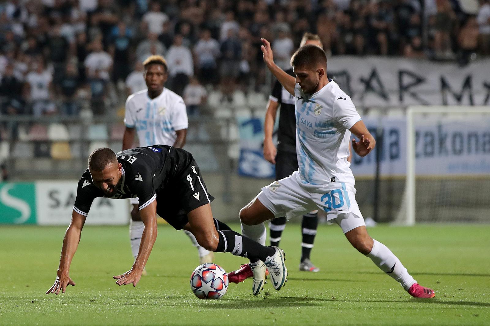 26.08.2021., stadion HNK Rijeka, Rijeka - Druga utakmica play-offa UEFA Konferencijske lige, HNK Rijeka - PAOK. Omar El Kaddouri, Lindon Selahi Photo: Igor Kralj/PIXSELL
