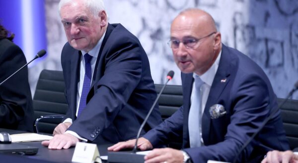 26.08.2025., Zagreb - U NSK je odrzana godisnja konferencije veleposlanika, generalnih konzula i vojnih izaslanika Republike Hrvatske. Na svecanom otvaranju konferencije govorili au predsjednik Hrvatskog sabora Gordan Jandrokovic, predsjednik Vlade Republike Hrvatske Andrej Plenkovic, ministar vanjskih i europskih poslova Gordan Grlic Radman i nekadasnji predsjednik Vlade Irske (1997.-2008.) Bertie Ahern. Photo: Patrik Macek/PIXSELL