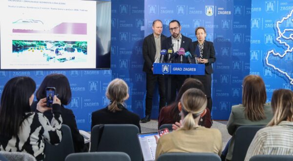 31.01.2025. Zagreb - Gradonačelnik Grada Zagreba Tomislav Tomašević, uz zamjenike Danijelu Dolenec i Luku Korlaeta, predstavio je Program za izradu Urbanističkog plana uređenja (UPU) Rekreacijsko sportskog centra Jarun. Photo: Robert Anic/PIXSELL