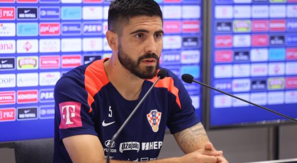 31.05.2024.  Rijeka - Martin Erlic na konferencija za medije hrvatske nogometne reprezentacije u press centru stadiona HNK Rijeka na Rujevici u sklopu priprema za Europsko prvenstvo u Njemackoj. Photo: Nel Pavletic/PIXSELL
