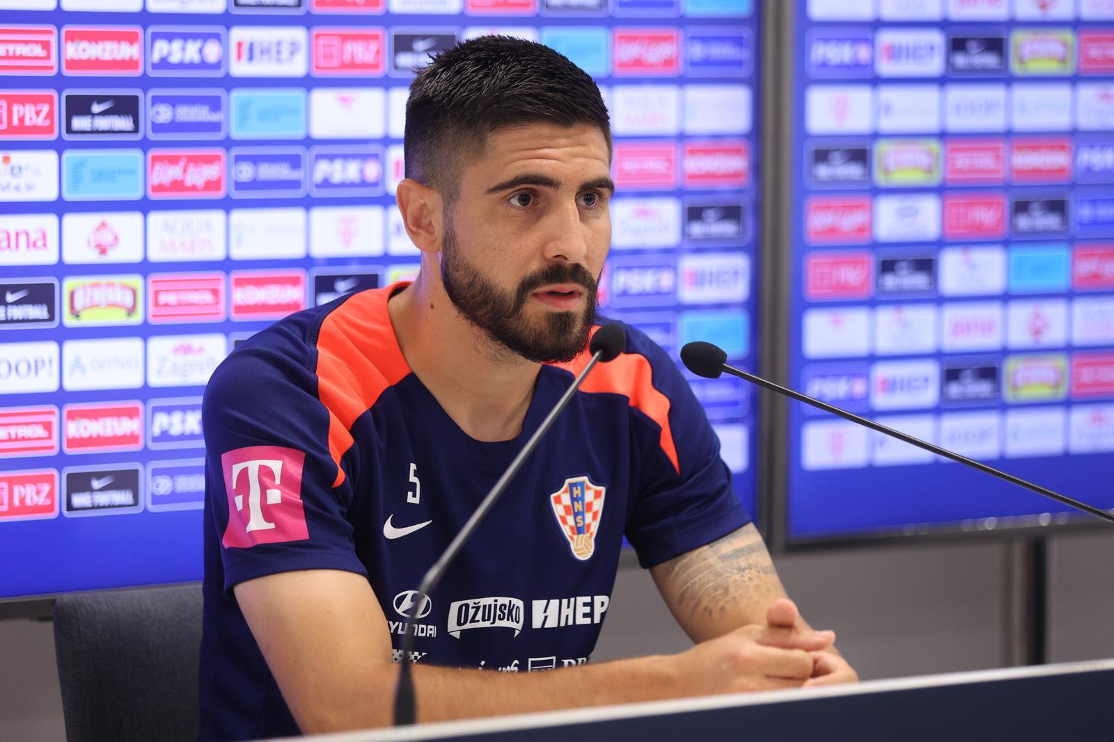 31.05.2024.  Rijeka - Martin Erlic na konferencija za medije hrvatske nogometne reprezentacije u press centru stadiona HNK Rijeka na Rujevici u sklopu priprema za Europsko prvenstvo u Njemackoj. Photo: Nel Pavletic/PIXSELL