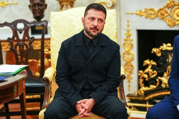 President Volodymyr Zelenskyy of Ukraine listens as he meets United States President Donald J Trump in the Oval Office of the White House in Washington, DC, USA, on Monday, August 18, 2025. European Leaders are at the White House in support of President Zelenskyy following President Trump’s meeting with President Vladimir Putin of Russia in Anchorage, Alaska, USA, on Friday, August 15, 2025. Credit: Aaron Schwartz / Pool via CNP Photo: Pool/ABACA/ABACA